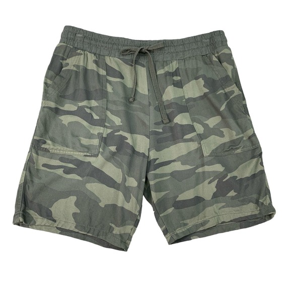 Splendid Sweat Short Womens M Medium Green Camo Elastic Drawcord Waist Pockets - Picture 1 of 10